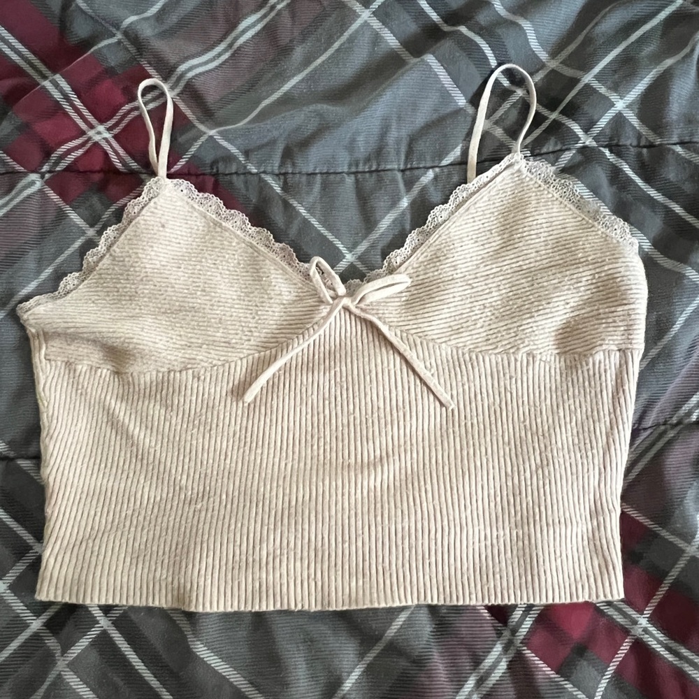 Cream cropped tank top - PacSun